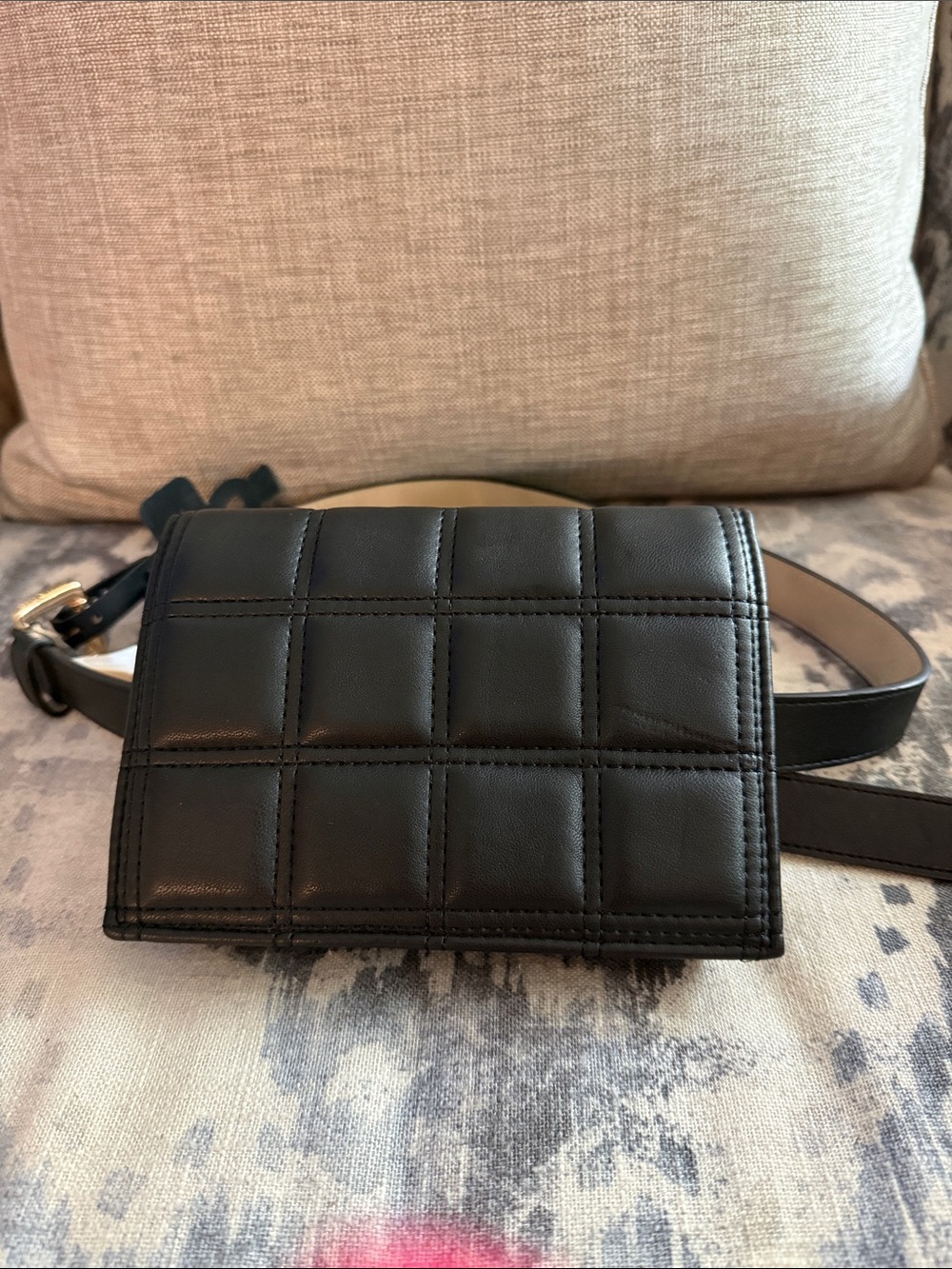 Steve Madden Black Quilted Crossbody Belt Bag